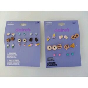 Claire's Sensitive Solutions 2 pack 16 Pairs Fun Snacks Stud Earrings, NWT READ